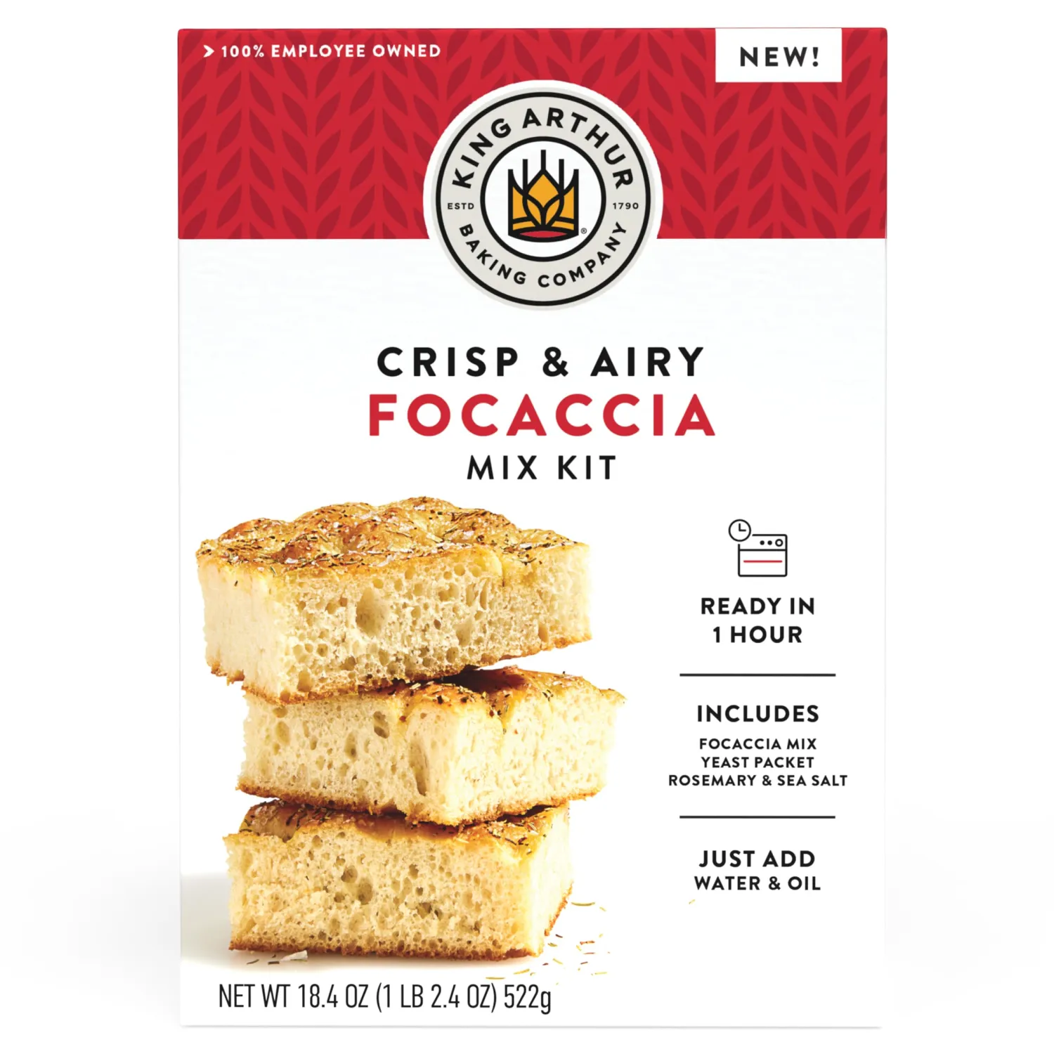 King Arthur Baking Company Crisp & Airy Focaccia Mix Kit 18.4 oz., Baking Mix - Ready in 1 hour