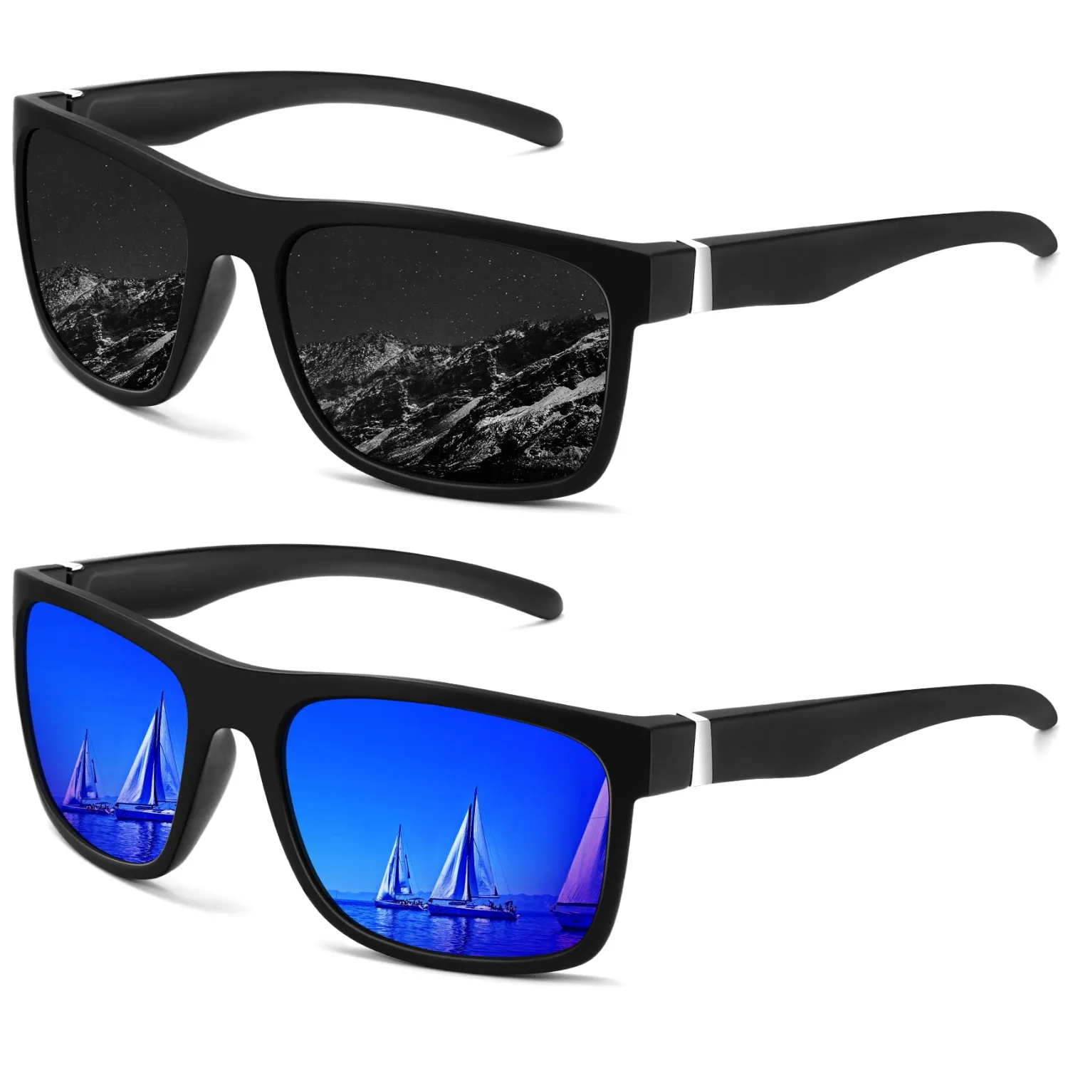 KALIYADI Polarized Sunglasses for Men and Women, Mens Sun Glasses with UV Protection for Driving Fishing Golf (3 Packs)
