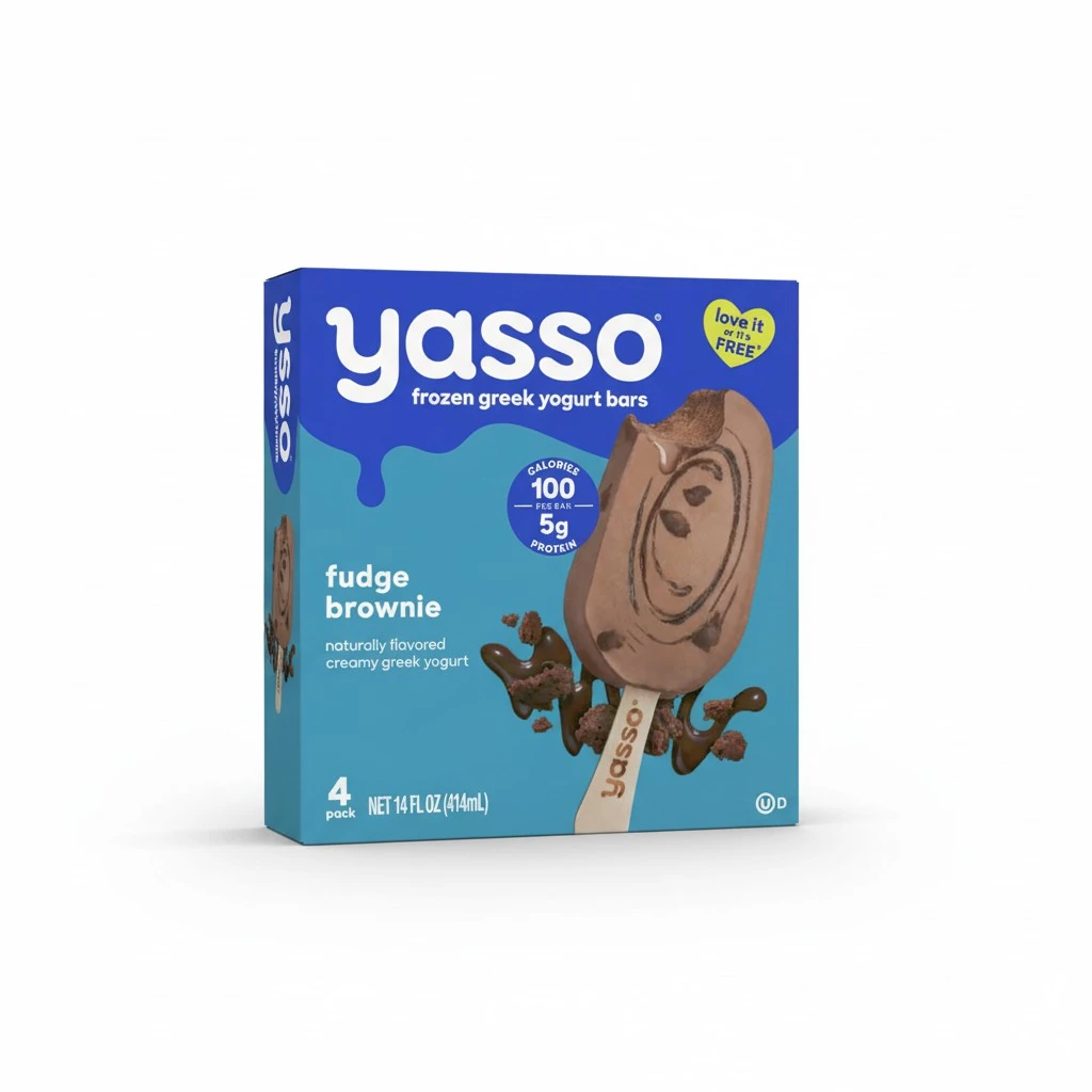 Yasso Frozen Greek Yogurt Bars Fudge Brownie Bars 4 Count for a ridiculously creamy frozen snack made with the goodness of greek yogurt 3.5fl oz
