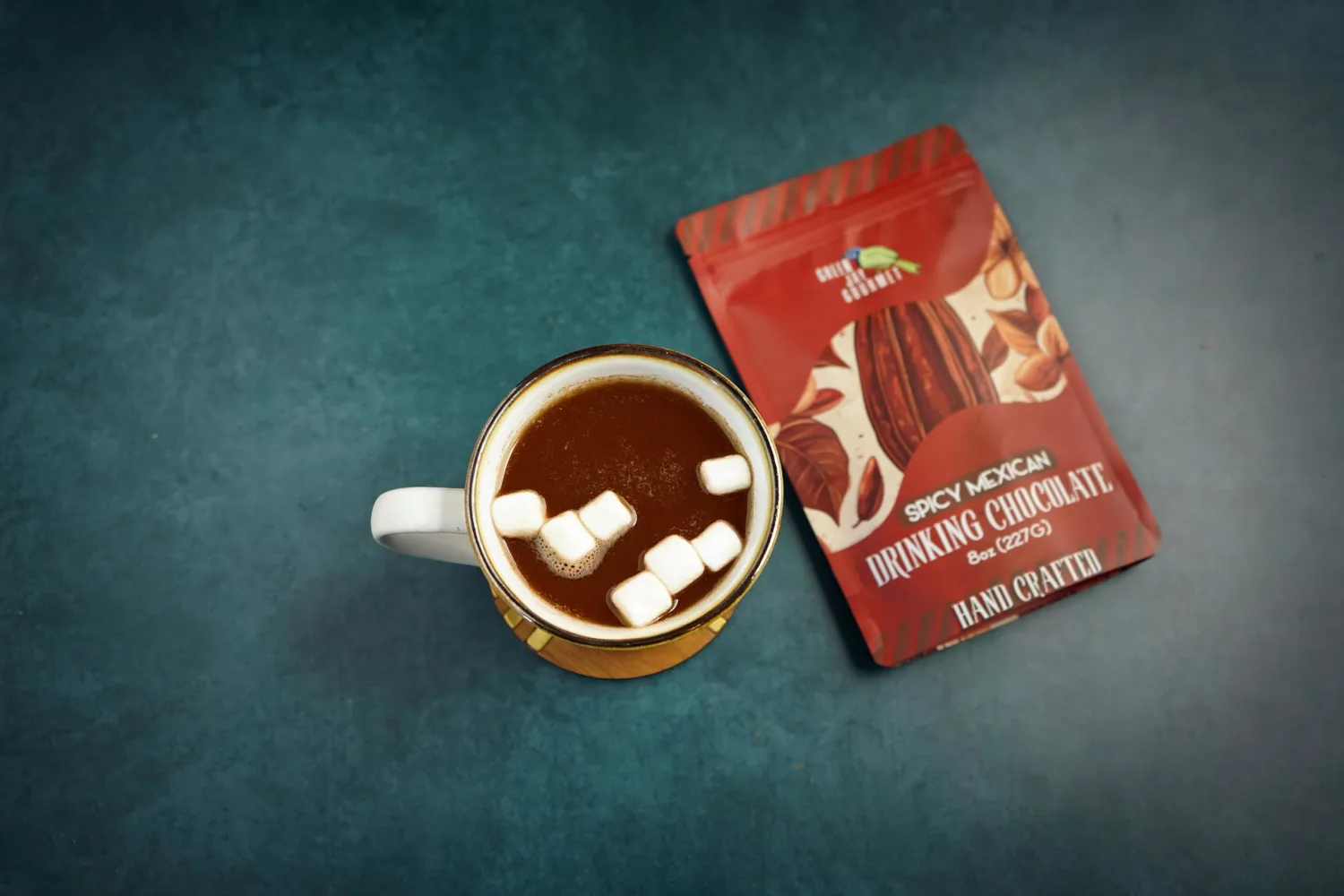 Green Jay Gourmet Hot Chocolate Mix - Spicy Mexican Hot Cocoa Mix for an Indulgent Drinking Chocolate Experience - Smooth, All Natural Hot Coco w/Turbinado Sugar & Ancho Chile Powder - 8 Ounces