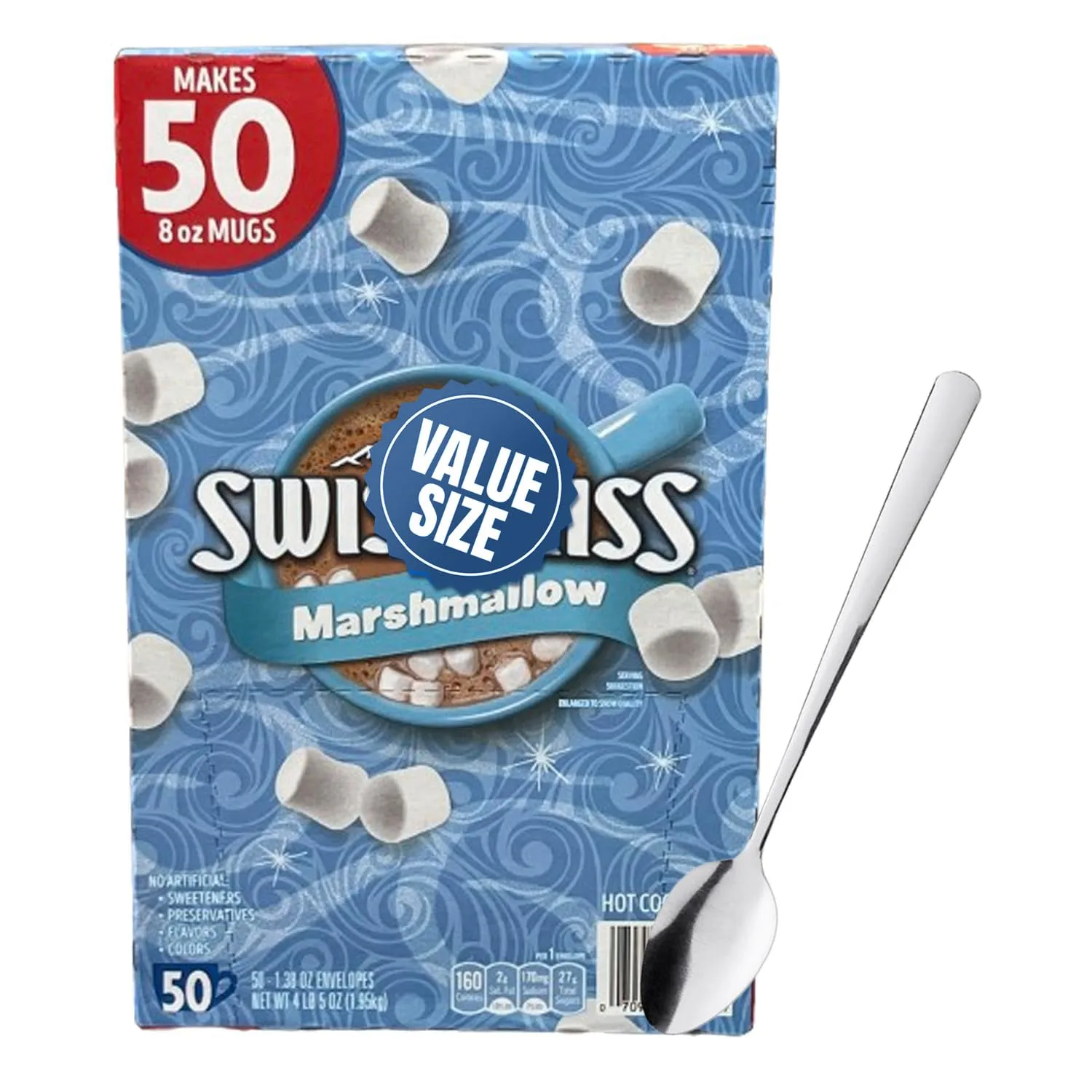 Generic Swiss Miss Hot Chocolate Marshmallows Packets, Hot Chocolate Mix, Hot Cocoa Mix Marshmallow Flavor- 50 Count, Plus Bools Spoon Perfect for Mixing Your Hot Cocoa