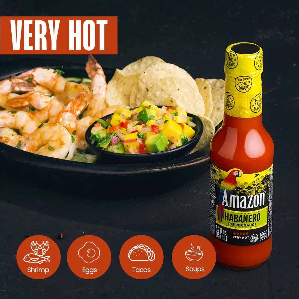 Amazon Habanero Hot Sauce, 5.2 oz (3 Pack)