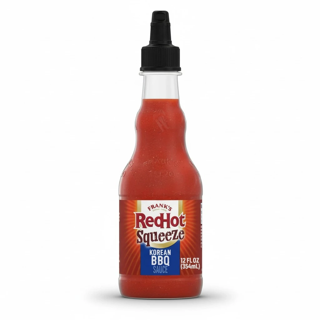Frank’s RedHot Hot Sauce, Korean BBQ, Squeeze Bottle, Bold Blend of Soy Sauce, Garlic, and Sweet Pear Juice with a Touch of Frank’s RedHot Heat for Rice Bowls, Pizza, Poke & More, 12 fl oz