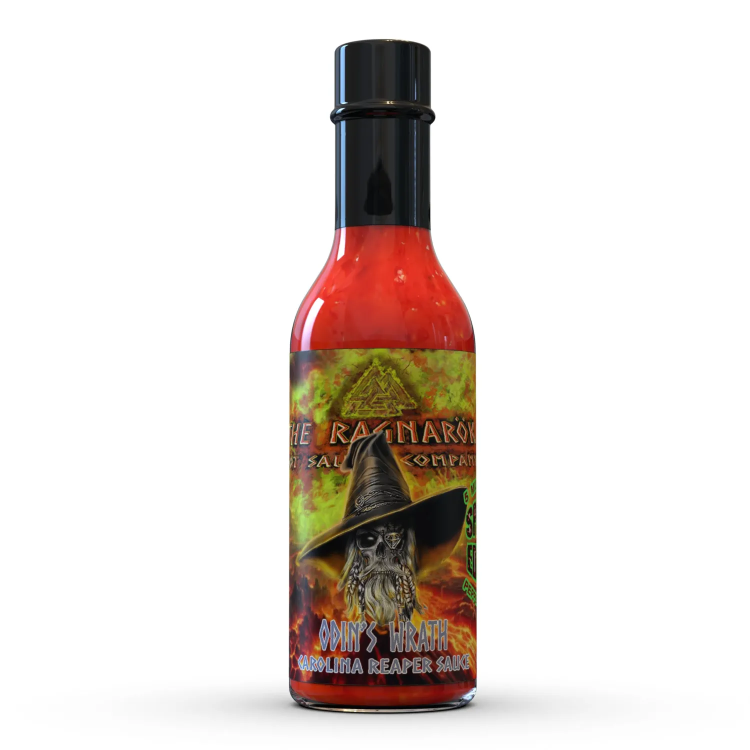 The Ragnarok Hot Sauce Company's Odin's Wrath Special Edition Gourmet Carolina Reaper Pepper Hot Sauce Made With 5 Million Scoville Pepper Extract - 5oz bottle (Extreme Heat)