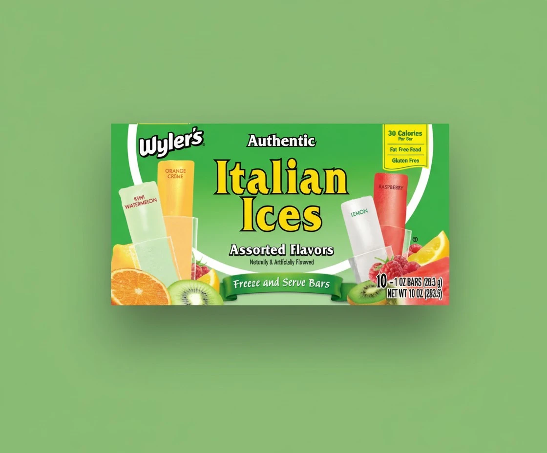 Wyler's Authentic Italian Ices Assorted Flavors - Pack of 2-10 Bars in Each Box - 20 Total Bars - Freeze and Serve Bars - Lemon, Raspberry, Orange Cream, Kiwi Strawberry