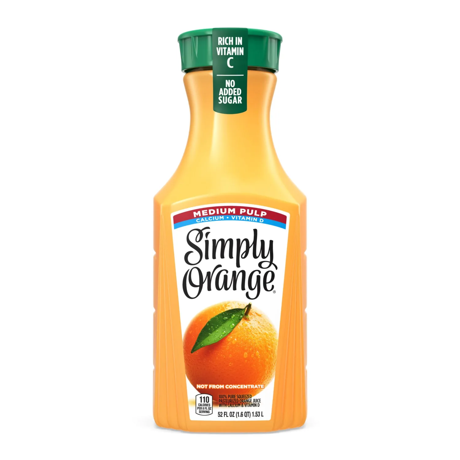 Simply Orange Juice Medium Pulp, 52 fl oz Bottle