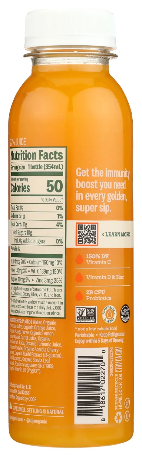 SUJA Organic Carrot Mango Immunity Juice, 12 FZ