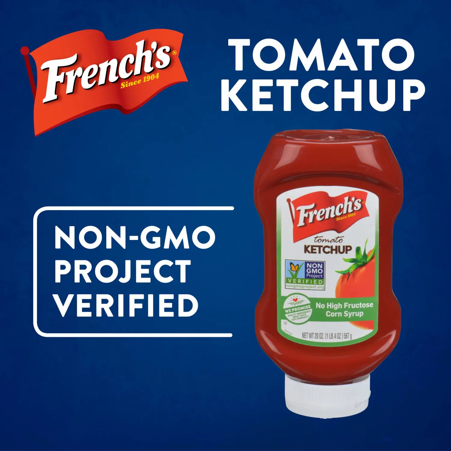 French's Tomato Ketchup, 20 oz - One 20 Ounce Ketchup Squeeze Bottle, Made with California Tomatoes for a Tangy, Sweet Flavor (Pack of 2)