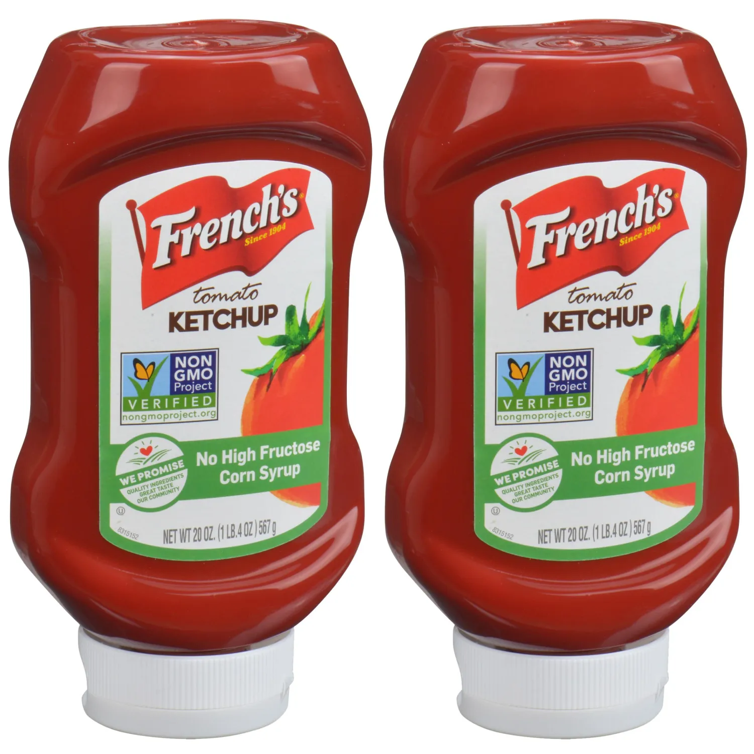 French's Tomato Ketchup, 20 oz - One 20 Ounce Ketchup Squeeze Bottle, Made with California Tomatoes for a Tangy, Sweet Flavor (Pack of 2)