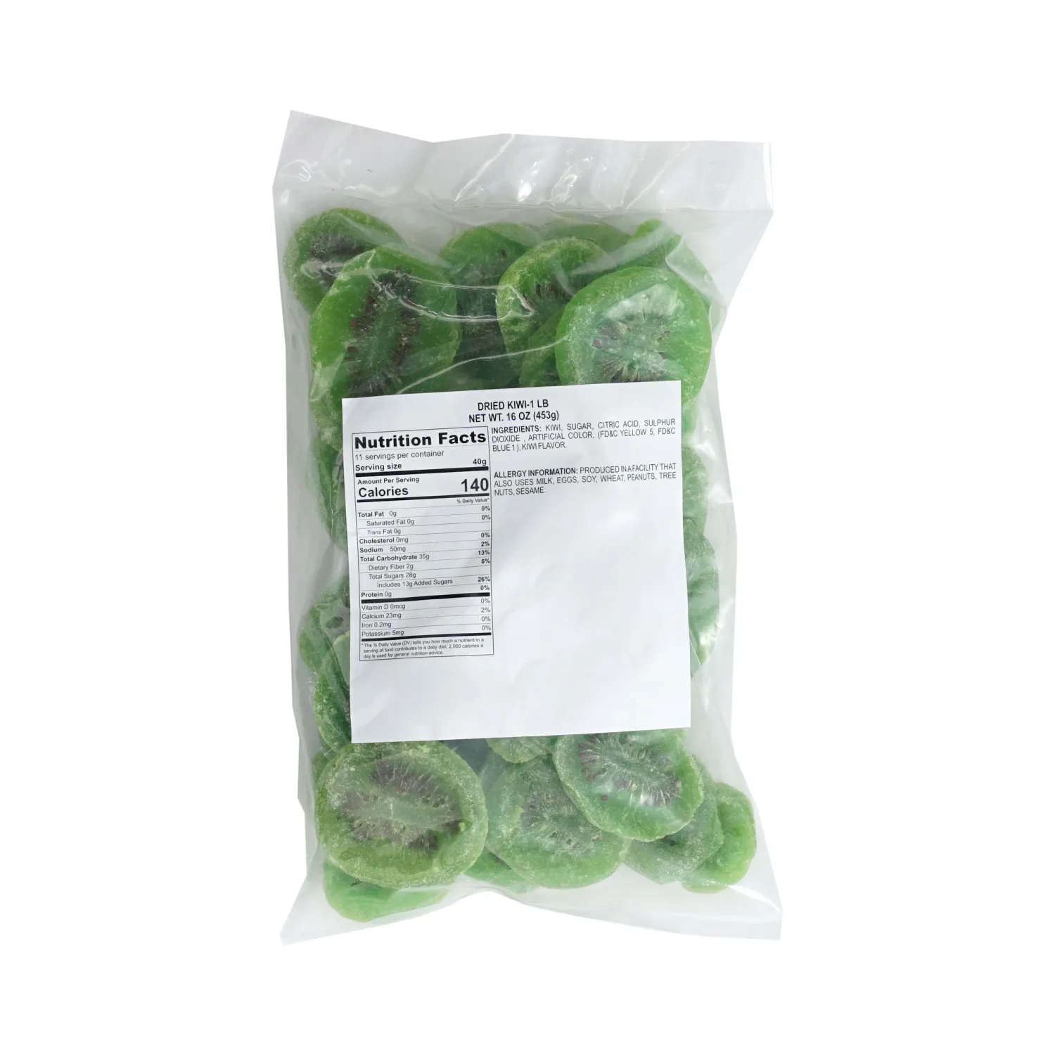 Dried Kiwi, 1 Pound Bag Dehydrated Fruit, Dried Fruit, The Hampton Popcorn & Candy Company