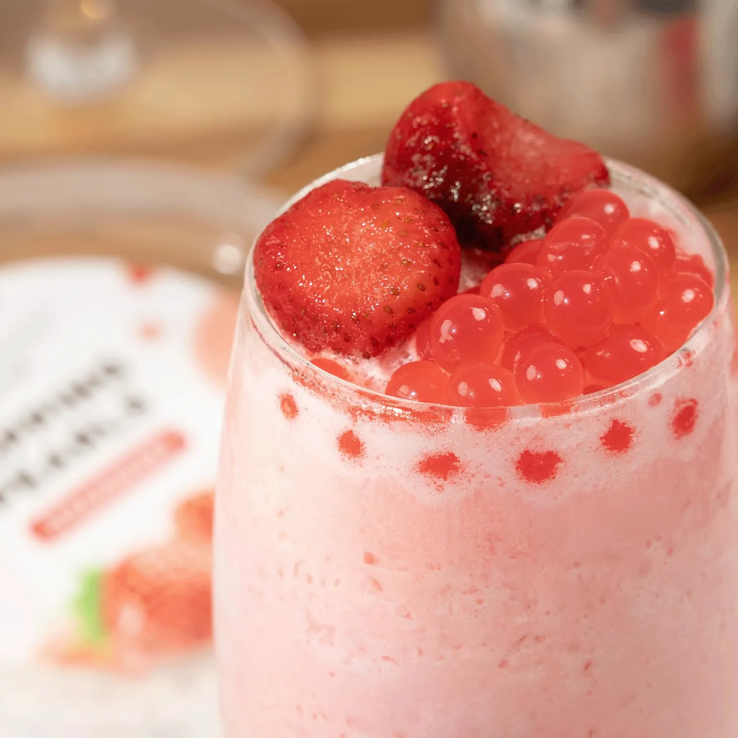 Tea Zone 1lb Strawberry Popping Pearls, Bursting Pearls for Teas, Shakes,Smoothies, Dessert Toppings, B2053 (1.0lb)