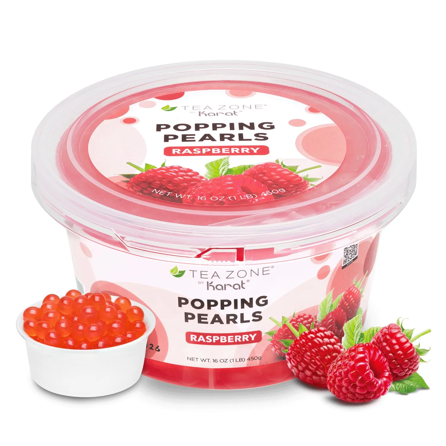 Tea Zone 1lb Raspberry Popping Pearls, Bursting Pearls for Teas, Shakes,Smoothies, Dessert Toppings