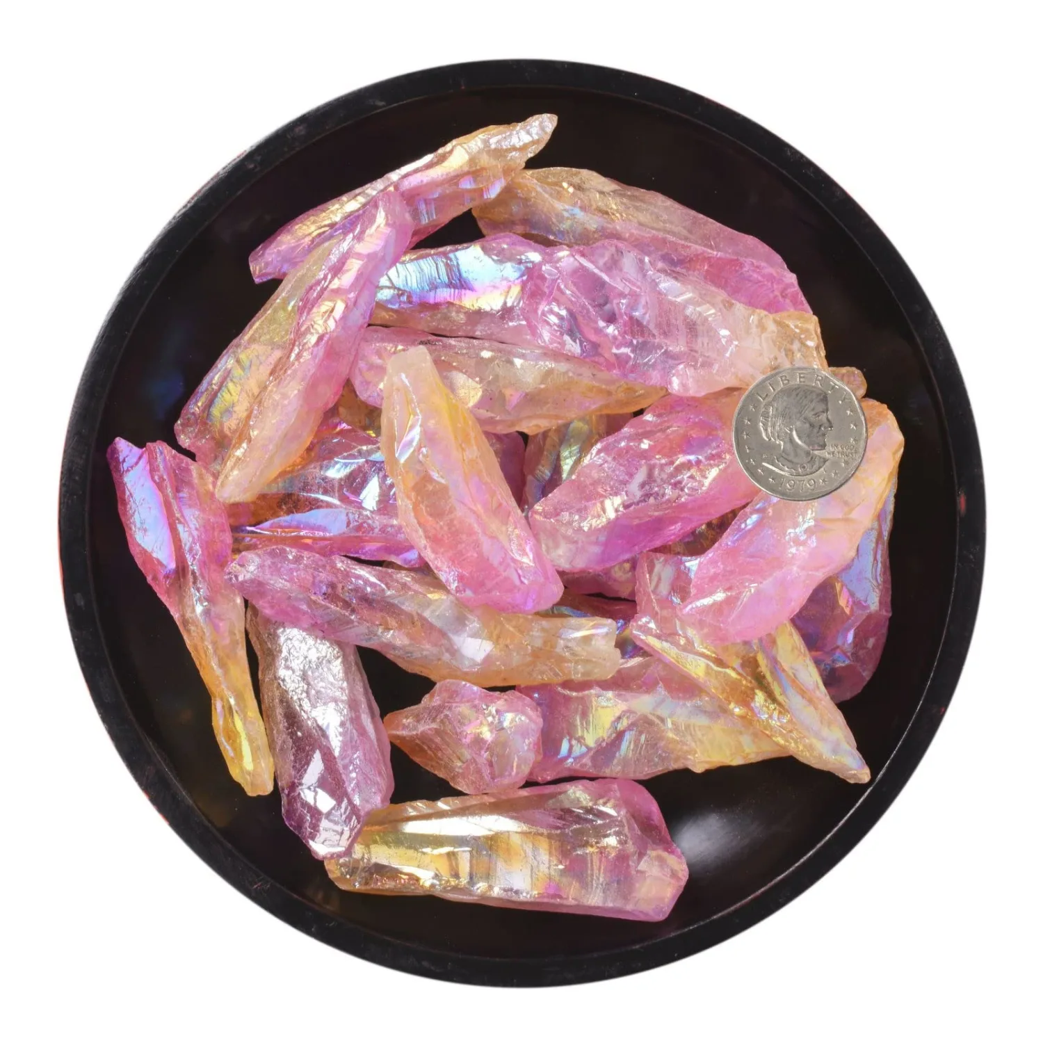 Justinstones 1/2LB Large Rose Yellow Aura Quartz Raw Stone Specimen Collection Pocket Worry Healing Crystal