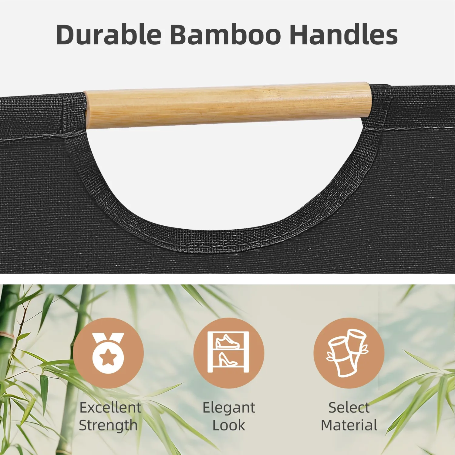 STORAGE MANIAC 3-Pack Large Laundry Hamper, 80L (21.1 Gal) Collapsible Laundry Basket with Bamboo Handles, Freestanding Waterproof Clothes Hamper for Laundry Room, Bedroom, Dorm, Towels, Toys, Black