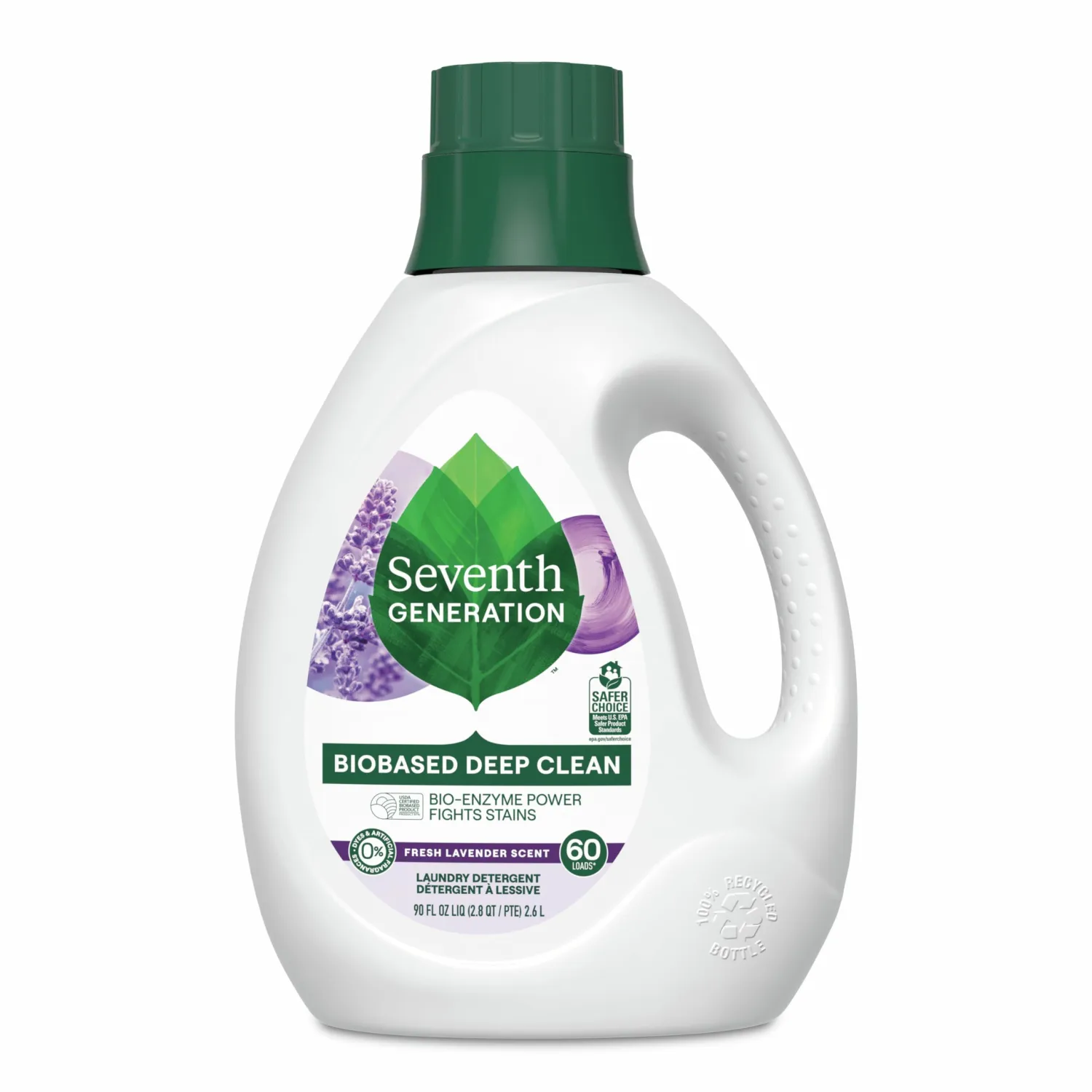 Seventh Generation Liquid Laundry Detergent, Fresh Lavender Scent, 60 Loads, Fights Stains, 90 Fl Oz