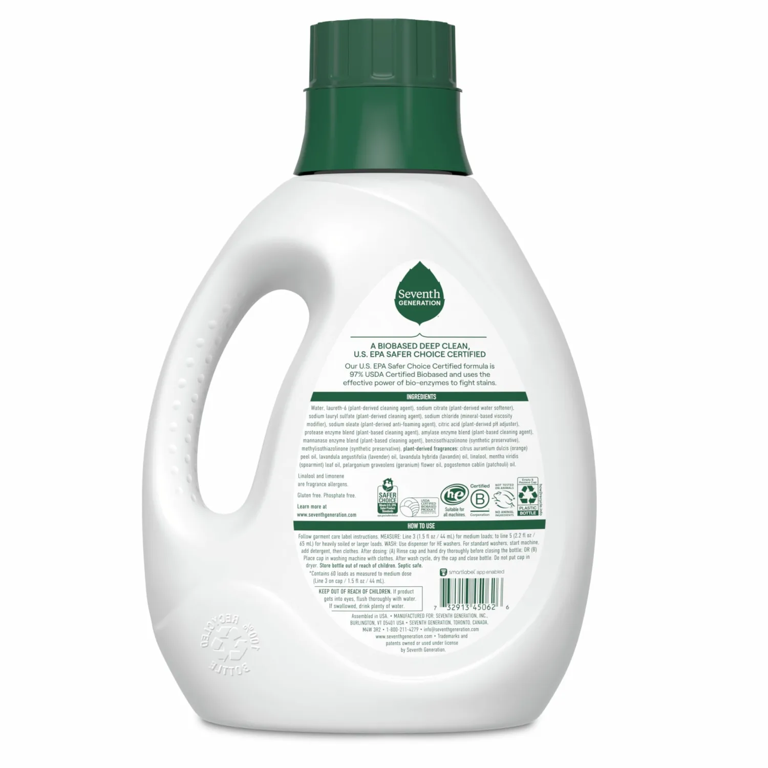 Seventh Generation Liquid Laundry Detergent, Fresh Lavender Scent, 60 Loads, Fights Stains, 90 Fl Oz