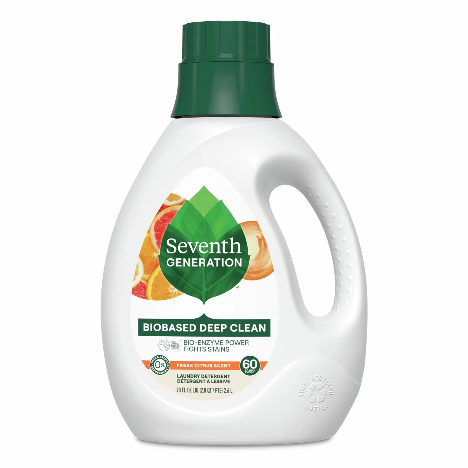 Seventh Generation Liquid Laundry Detergent, Fresh Citrus Scent, 60 Loads, Fights Stains, 90 Fl Oz