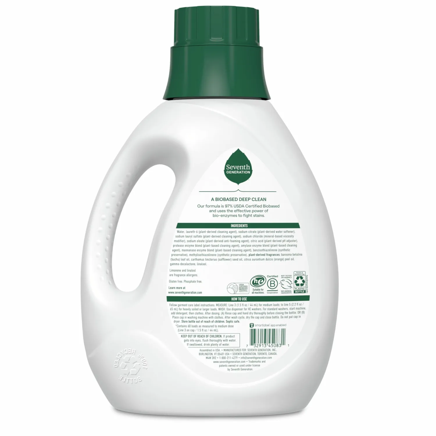 Seventh Generation Liquid Laundry Detergent, Fresh Citrus Scent, 60 Loads, Fights Stains, 90 Fl Oz