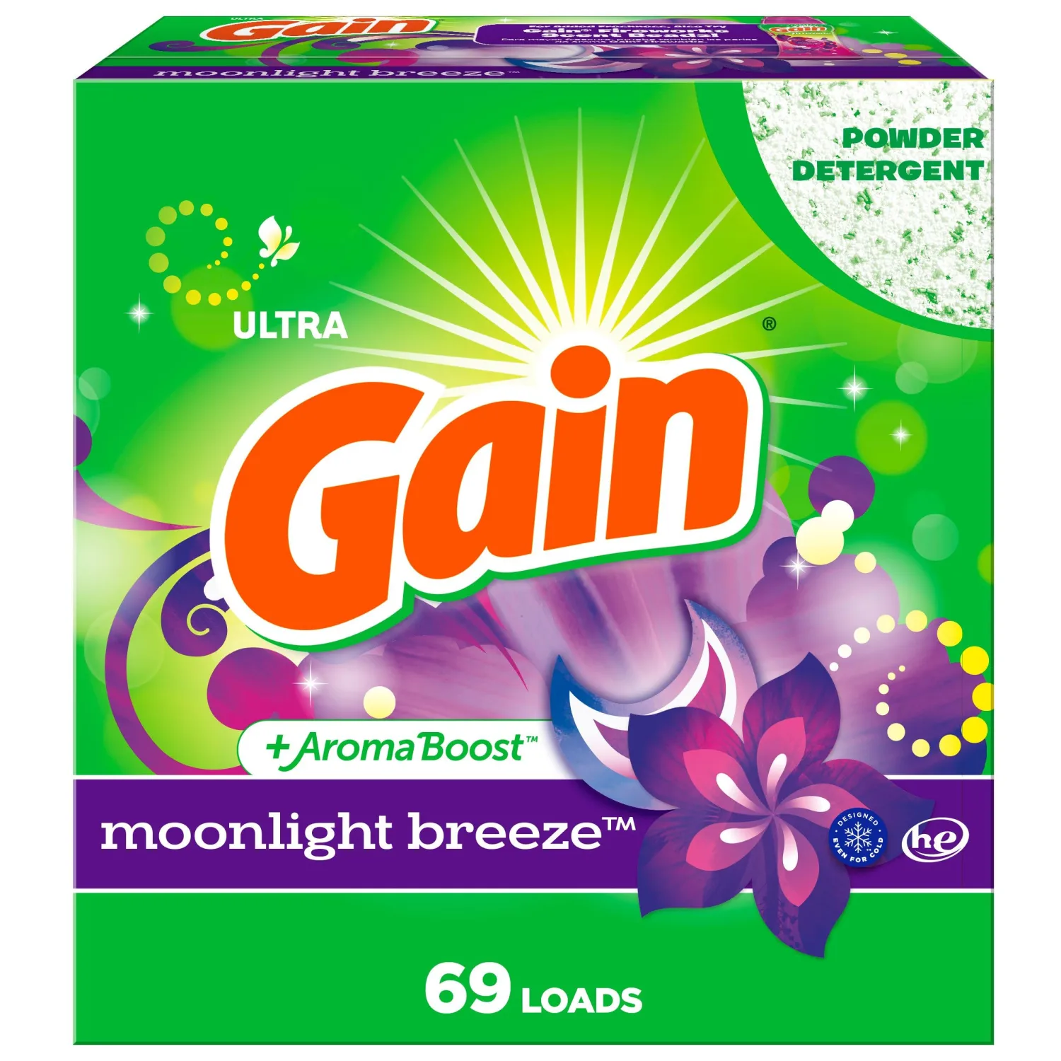 Gain Powder Laundry Detergent, Moonlight Breeze Scent, 69 Loads, 82 OZ