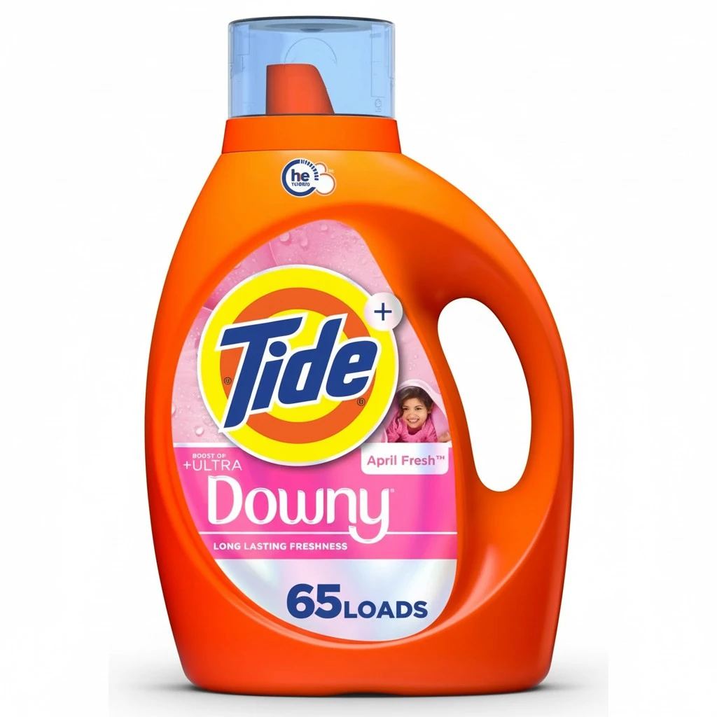 Tide Plus Boost of Ultra Downy Liquid Laundry Detergent, April Fresh Scent, 92 fl oz, 65 Loads, Laundry Detergent Liquid with Long-Lasting Freshness