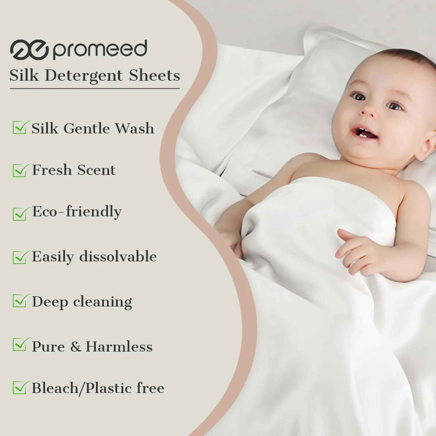 Silk Detergent Sheets, Unscented Laundry Detergent Sheet for Delicates, Eco-friendly Plastic Free Non-sentizizing Gentle Silk Wash, Space Saving Easy to Carry, Fragrance Free (30 Sheets, 60 Loads)