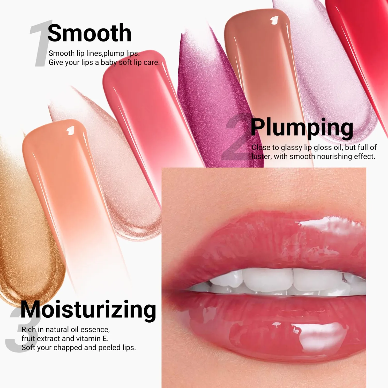 Glitter Lip Gloss,Plumping Lip Gloss Oil,Moisturizing Lipstick Lipgloss Lip Balm High Shine Glassy Glossy Twist Tinted Lip Oil,Plump Glimmer Lip Glow Oil 0.1 Fl Oz#07