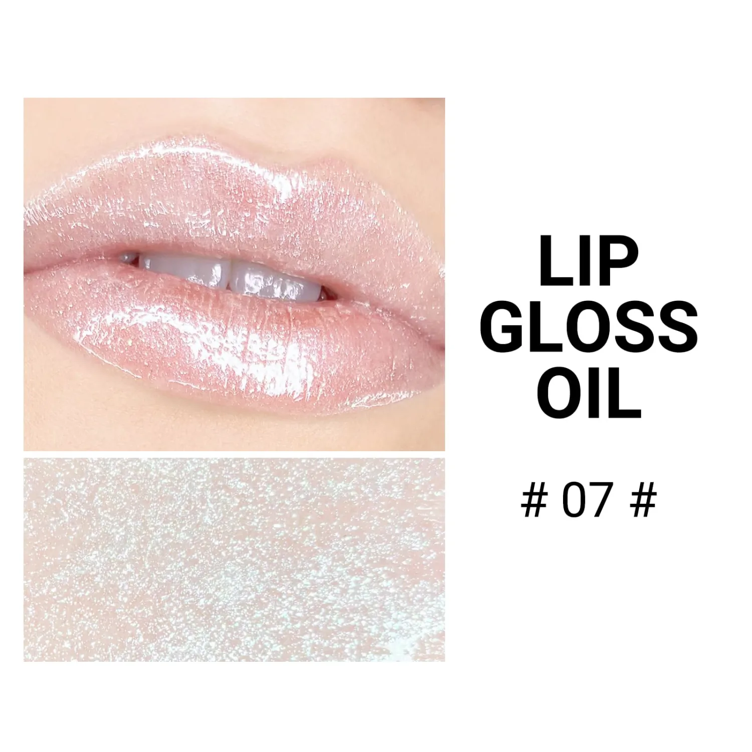 Glitter Lip Gloss,Plumping Lip Gloss Oil,Moisturizing Lipstick Lipgloss Lip Balm High Shine Glassy Glossy Twist Tinted Lip Oil,Plump Glimmer Lip Glow Oil 0.1 Fl Oz#07
