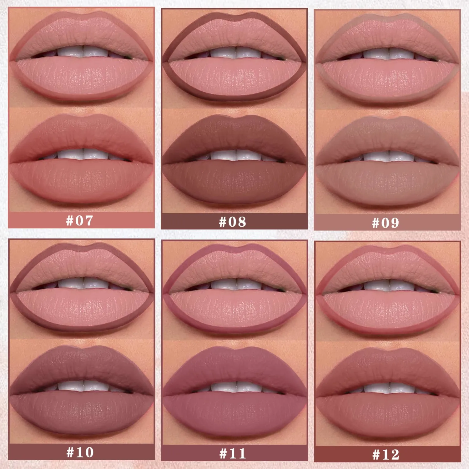 12 Colors Lip Liner Set Lip Liner Pencil Natural Nude Brown Matte Lip Liner Long Lasting Smooth Lip Liner for Daily Lip Makeup
