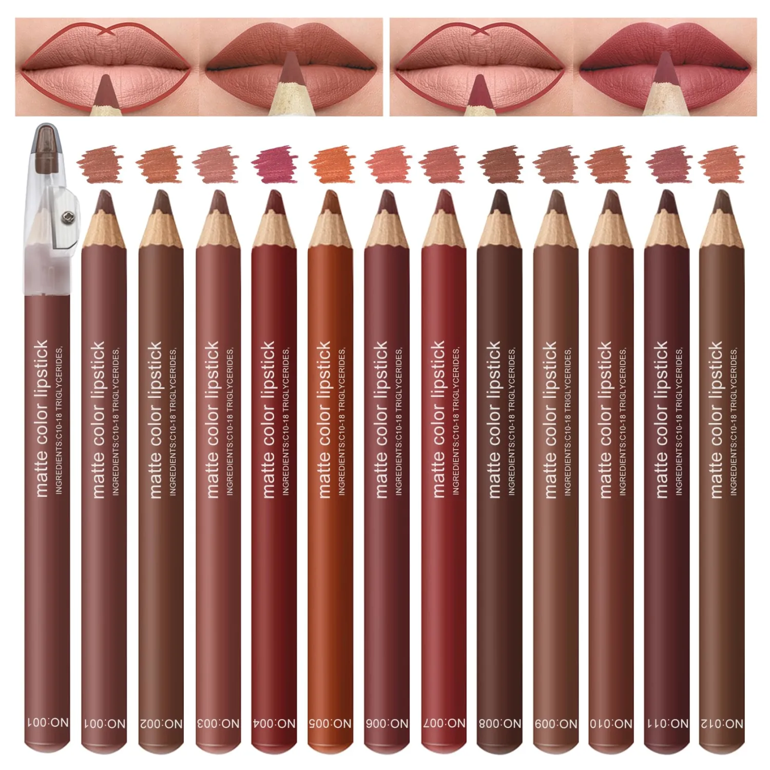 12 Colors Lip Liner Set Lip Liner Pencil Natural Nude Brown Matte Lip Liner Long Lasting Smooth Lip Liner for Daily Lip Makeup