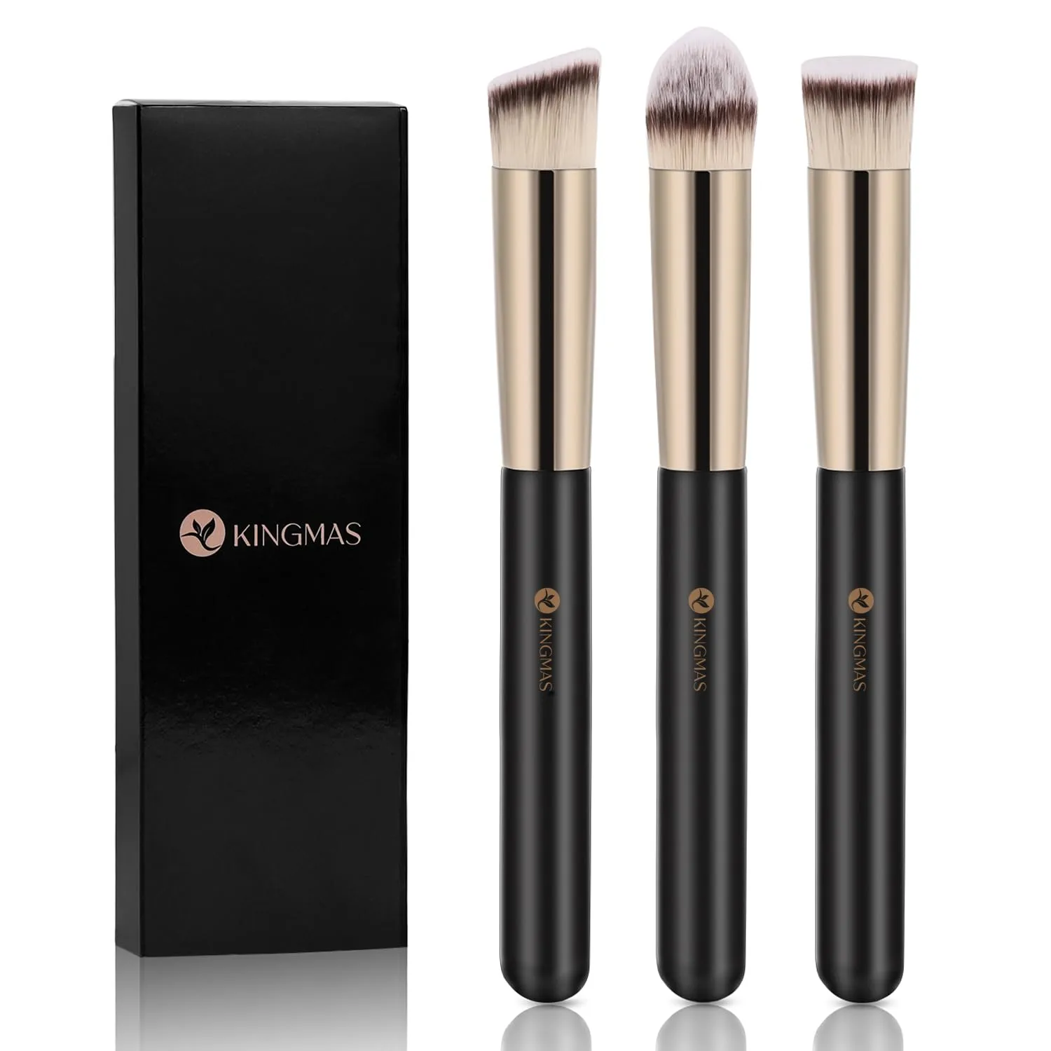 KINGMAS Concealer Brush, Kabuki Brush Under Eye Nose Contour Makeup Brush for Concealing Blending Setting Buffing Powder Liquid Cream Cosmetic Foundation brush - Black