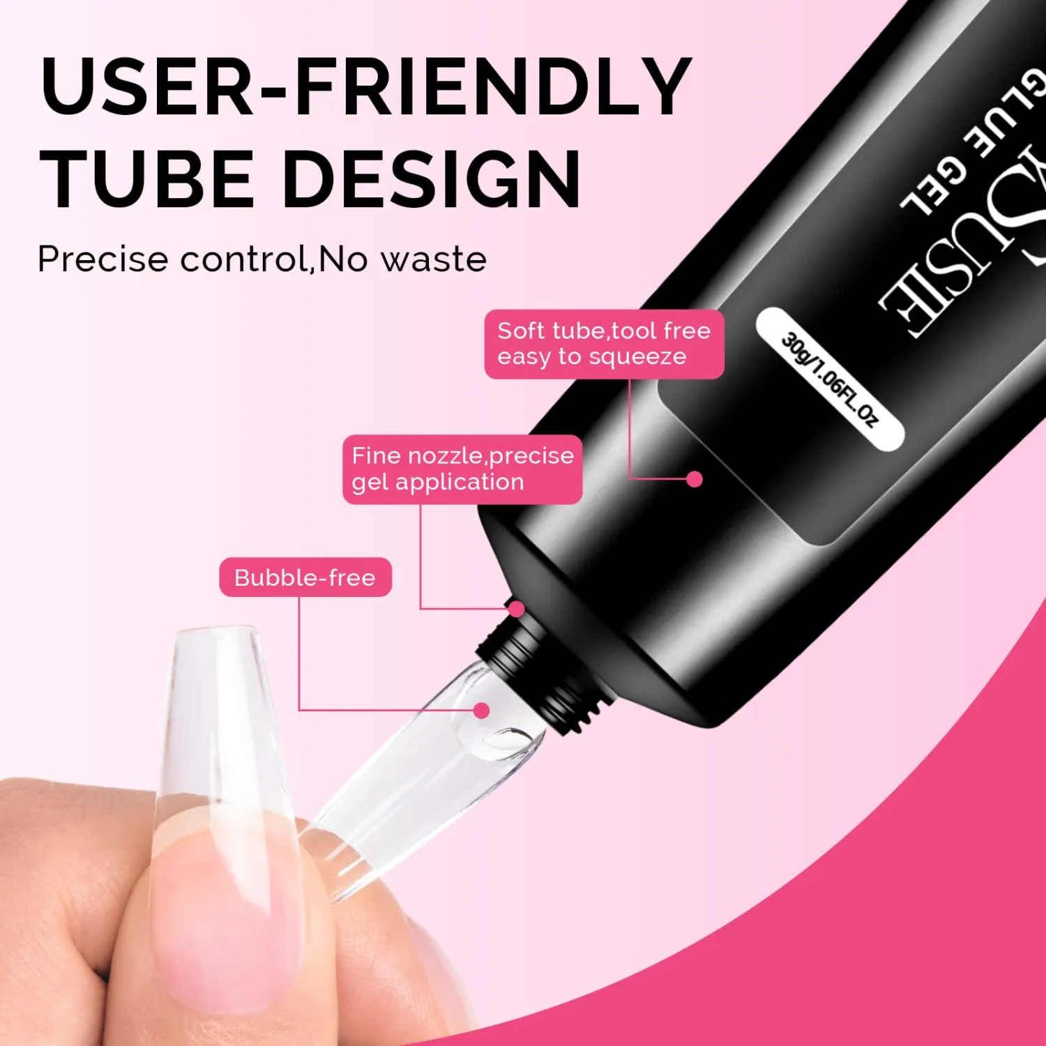MelodySusie Solid Nail Glue Gel for Press On Nails, Super Strong Gel Nail Glue for Nail Tips, Acrylic Nails Need UV Lamp Cured Long Lasting 30g
