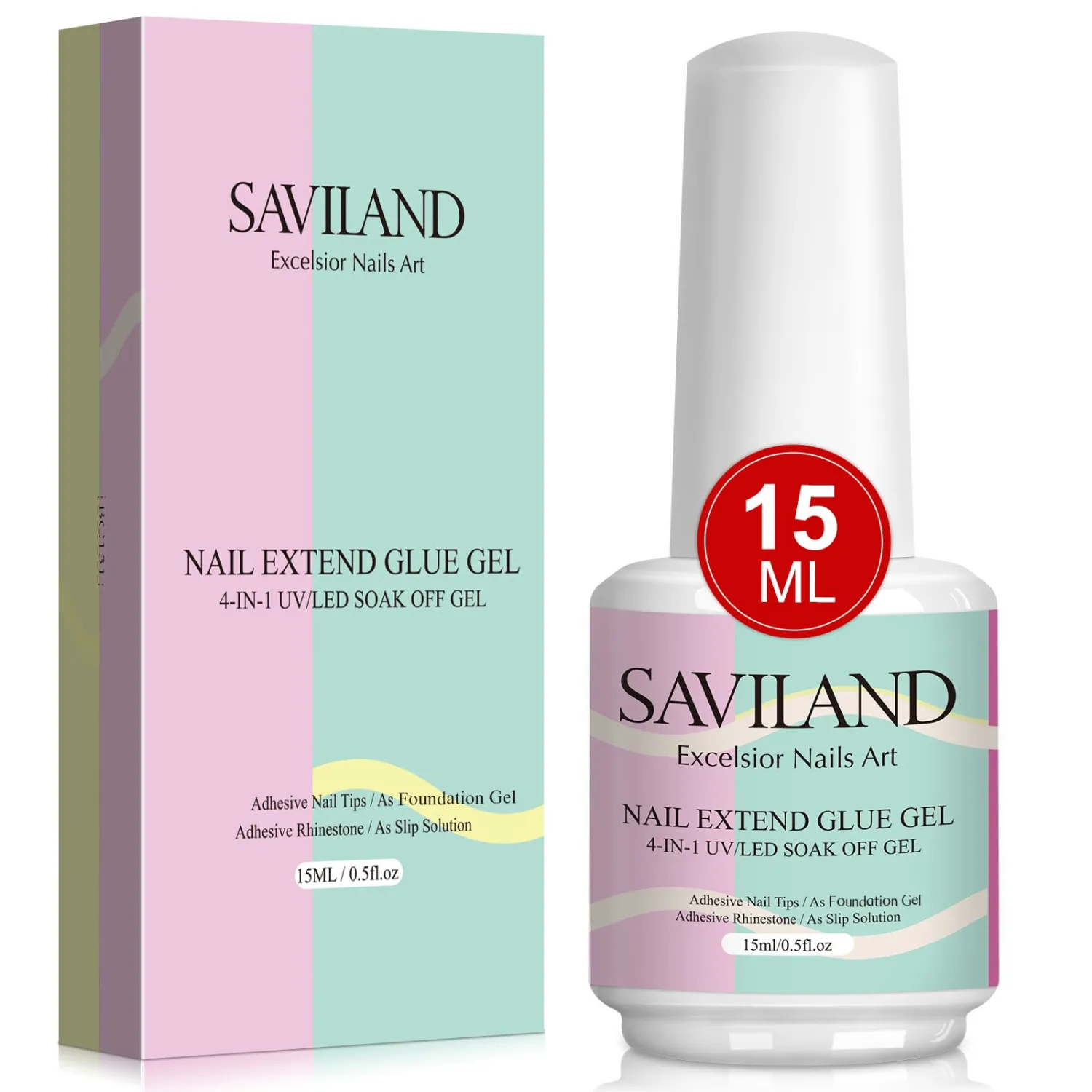 SAVILAND Gel Nail Glue: 15 ML Gel Nail Glue U V Nail Glues Super Strong Nail Glues for Press Ons, Long Lasting Nail Tips Manicure Art Tool Nail Lamp Needed