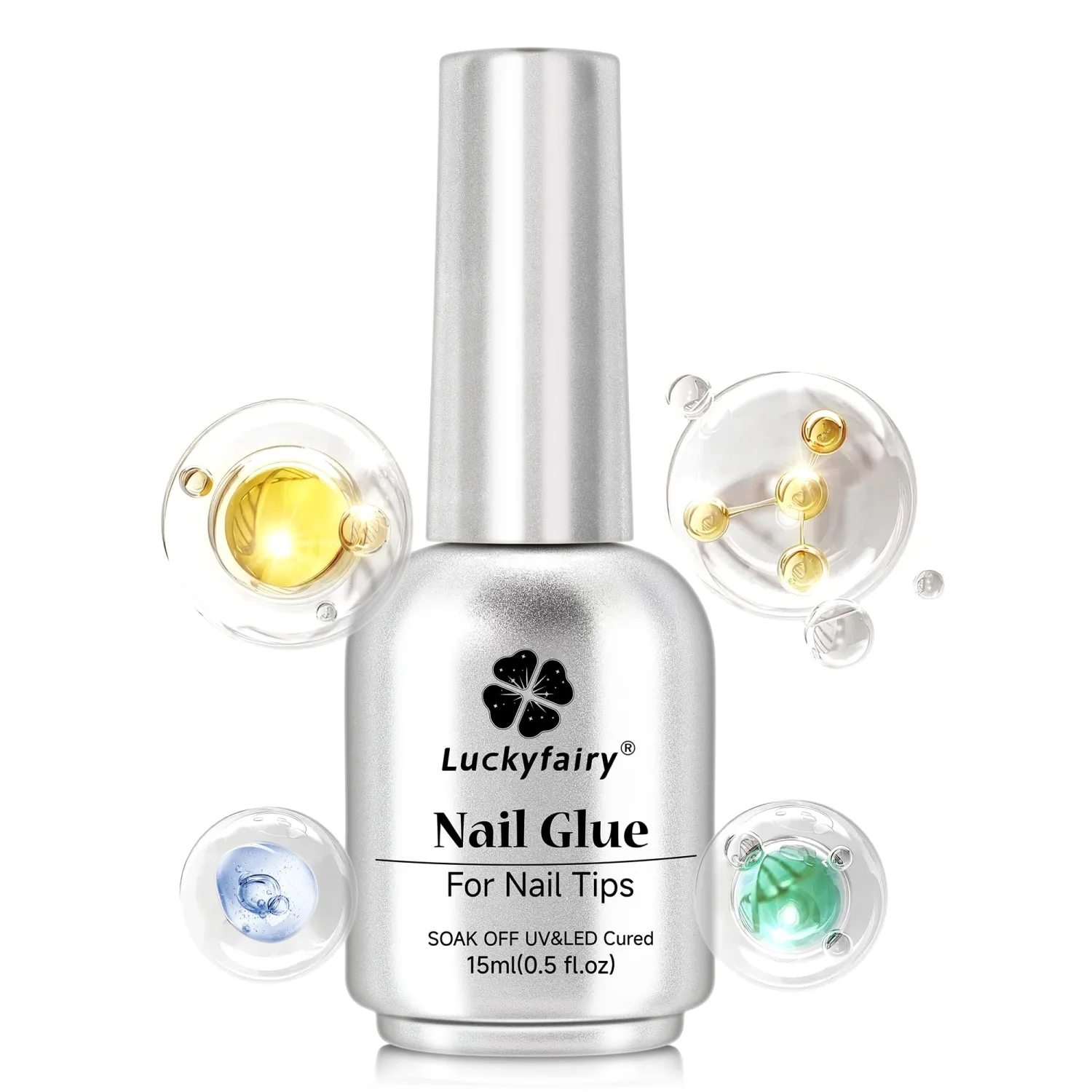 9 in One Super Strong Long-Lasting Gel Nail Glue for Clear False Nail Tips, Base Gel, Curing Needed UV Extension Glue, 15ml