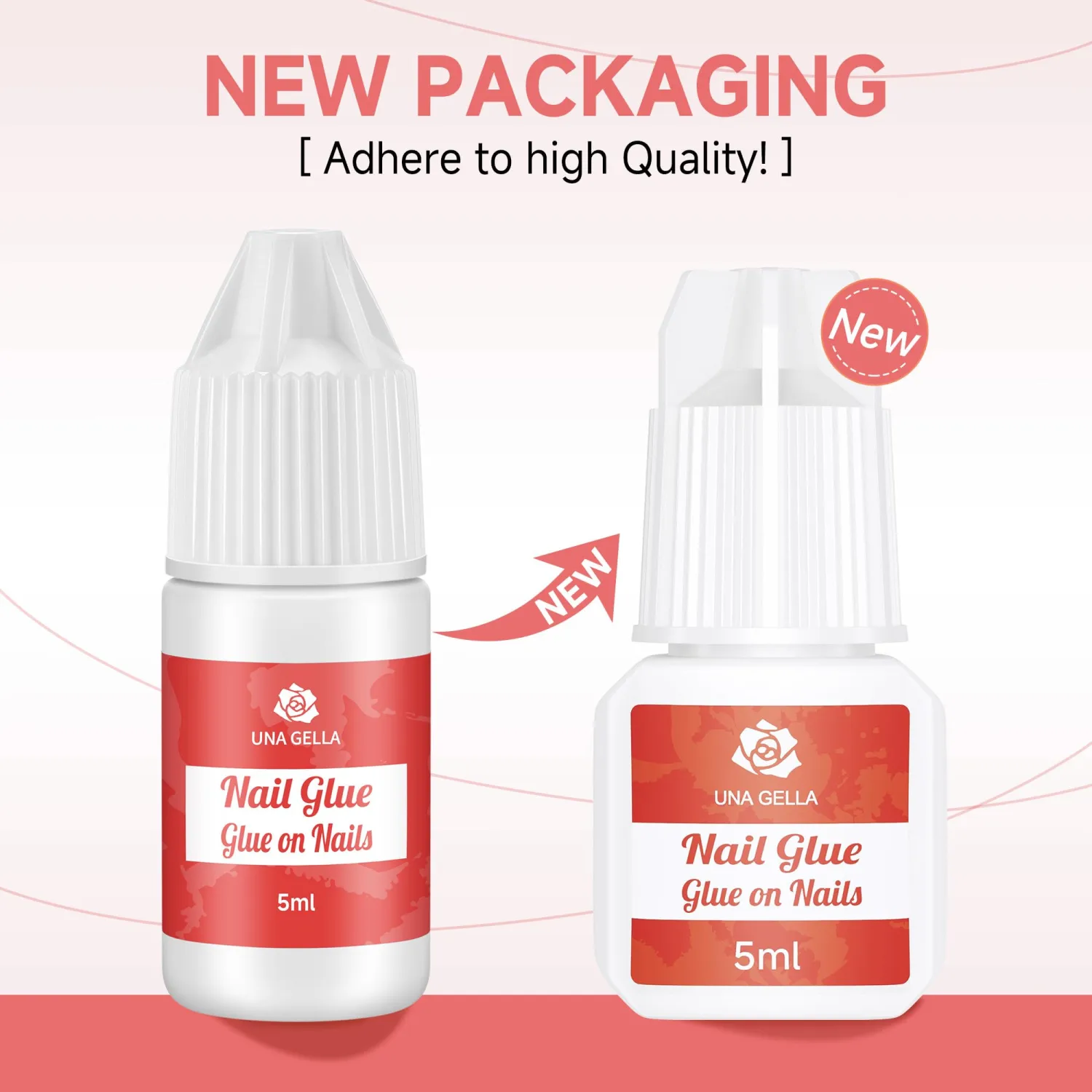 UNA GELLA Nail Glue for Press Ons 5ml 3Pcs Press On Nail Glue On Nails for Acrylic Nails Tips Super Strong Bond Adhesive 15ml(0.5oz) Long Lasting DIY Salon
