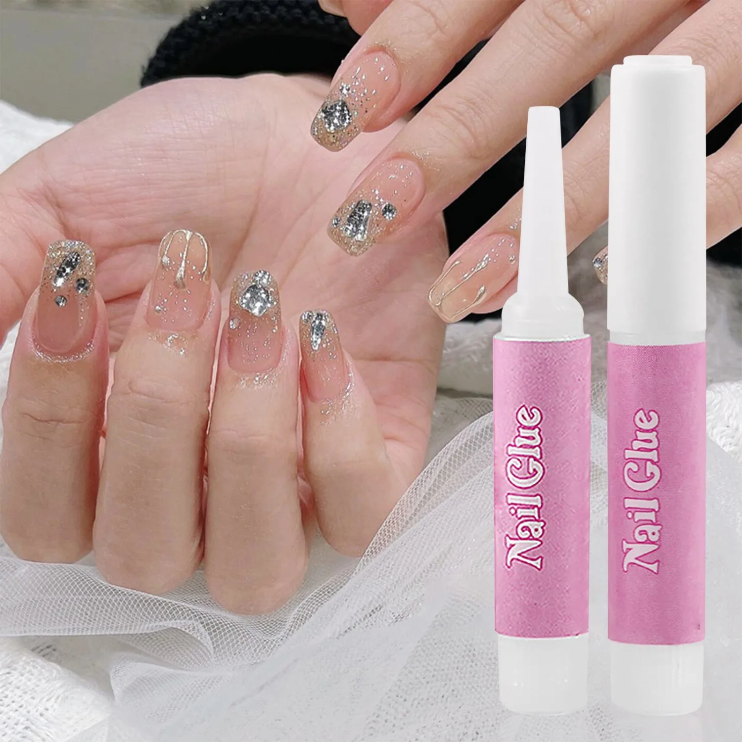 10 Nail Glue Nail Glue Tip for Breaking Nail Adhesive Super Bonding for Pressing Nail Adhesive for 20ML Extension Tips Sticker (2PCS, One Size)