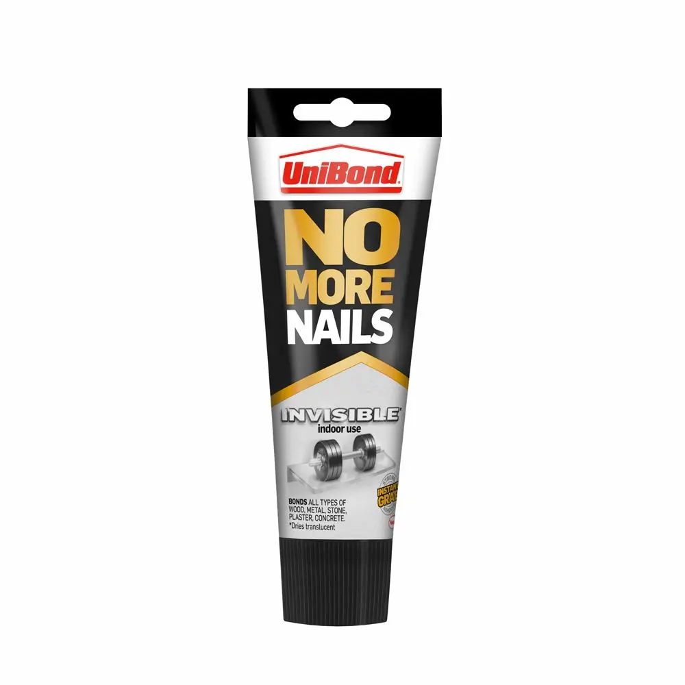 No More Nails Invisible, Heavy-Duty Clear Glue, Strong Glue for Wood, Ceramic, Metal and More, Instant Grab Mounting Adhesive, 1 x 184g Tube