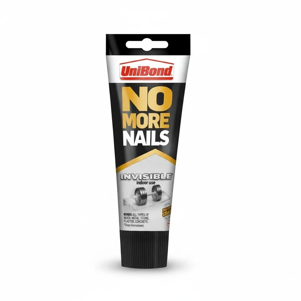 No More Nails Invisible, Heavy-Duty Clear Glue, Strong Glue for Wood, Ceramic, Metal and More, Instant Grab Mounting Adhesive, 1 x 184g Tube