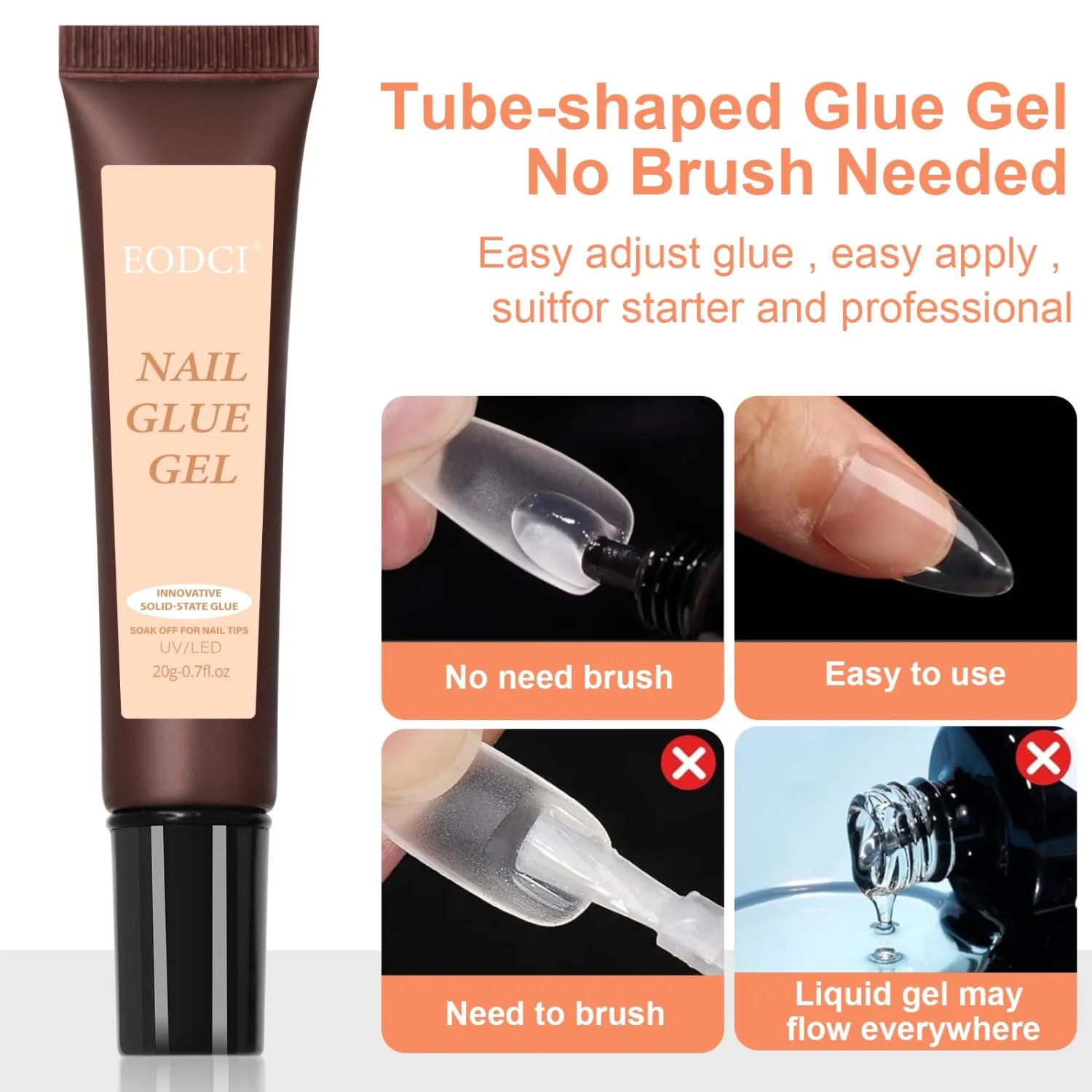 Soft Gel Nail Tips Glue Gel Solid Nail Glue Gel 20ml Lamp Curing Needed Solid Soak Off Glue Super Strong Nail Glue Gel for Acrylic Nails Extension Fake Nails Press On Nails