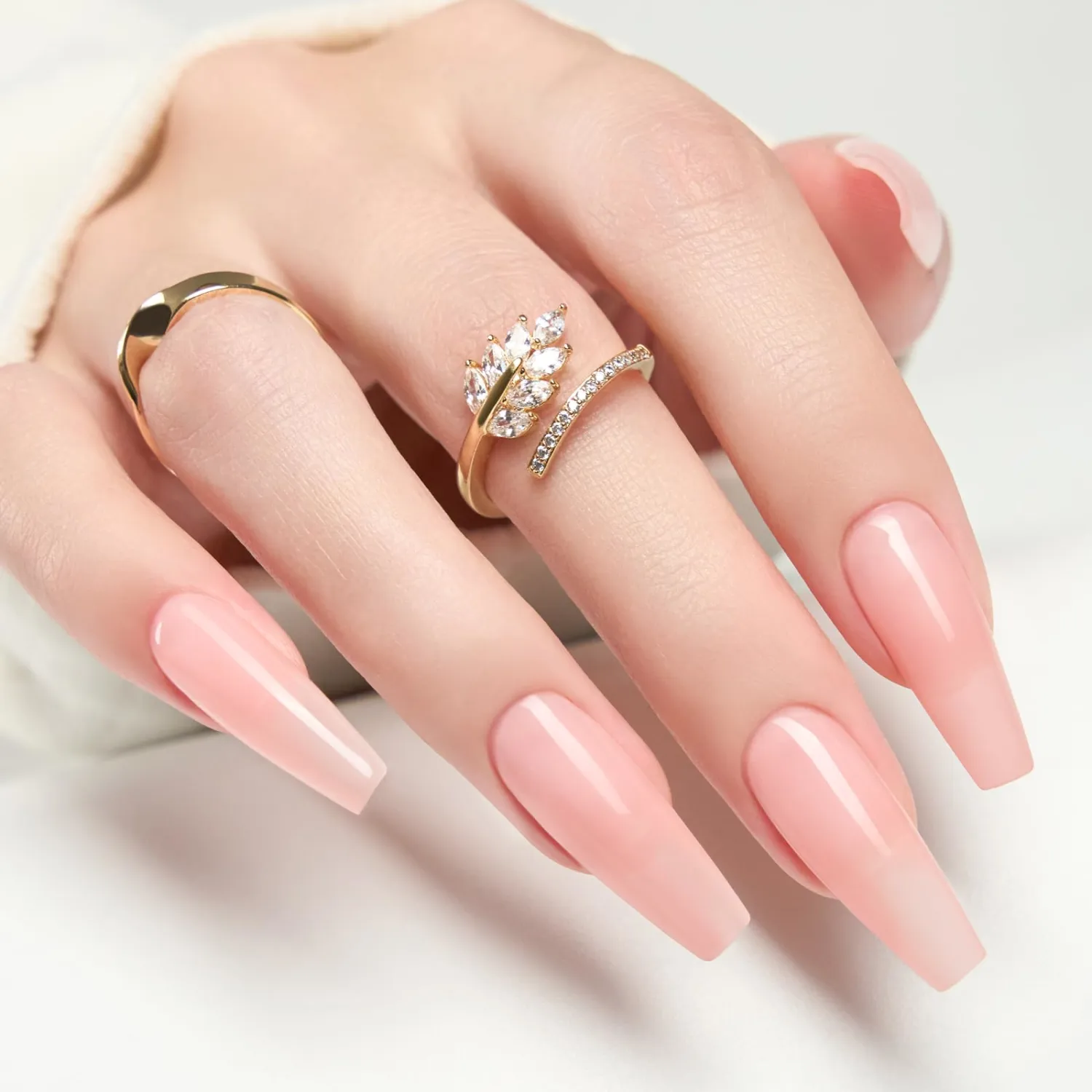 gelike ec Gel Nail Glue UV - 6 in 1 Gel Glue for Nail Tips with Peachy Jelly Color, Base Coat Free, Strong Adhesive for Press on Nails Acrylic Tips, Ideal for Salon Lover and Beginners