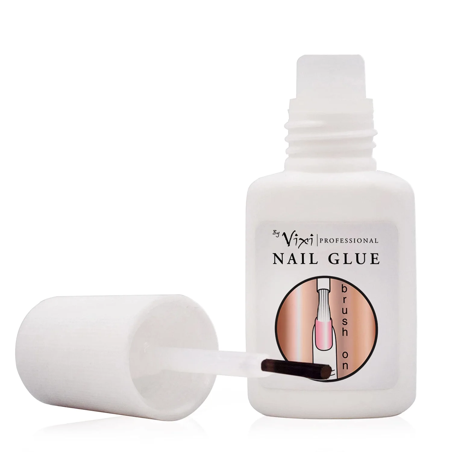 8g By Vixi Extra Strong Nail Glue with Brush and Free PREP File Clear Instant Dry Adhesive, Professional Salon Quality