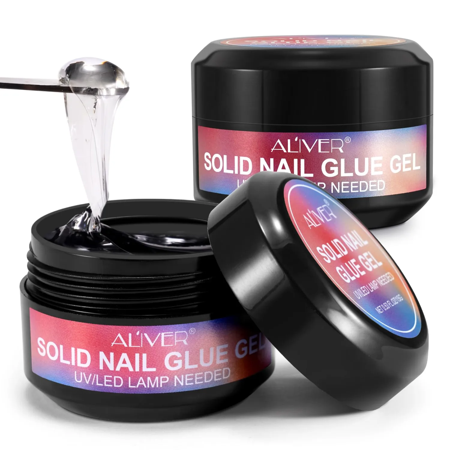 Solid Nail Glue Gel for False Nail Tips, Super Strong Nail Glue for Press On Nails, Long Lasting Nail Glue for Acrylic Nails Art DIY at Home, Need UV Light Cured 15g