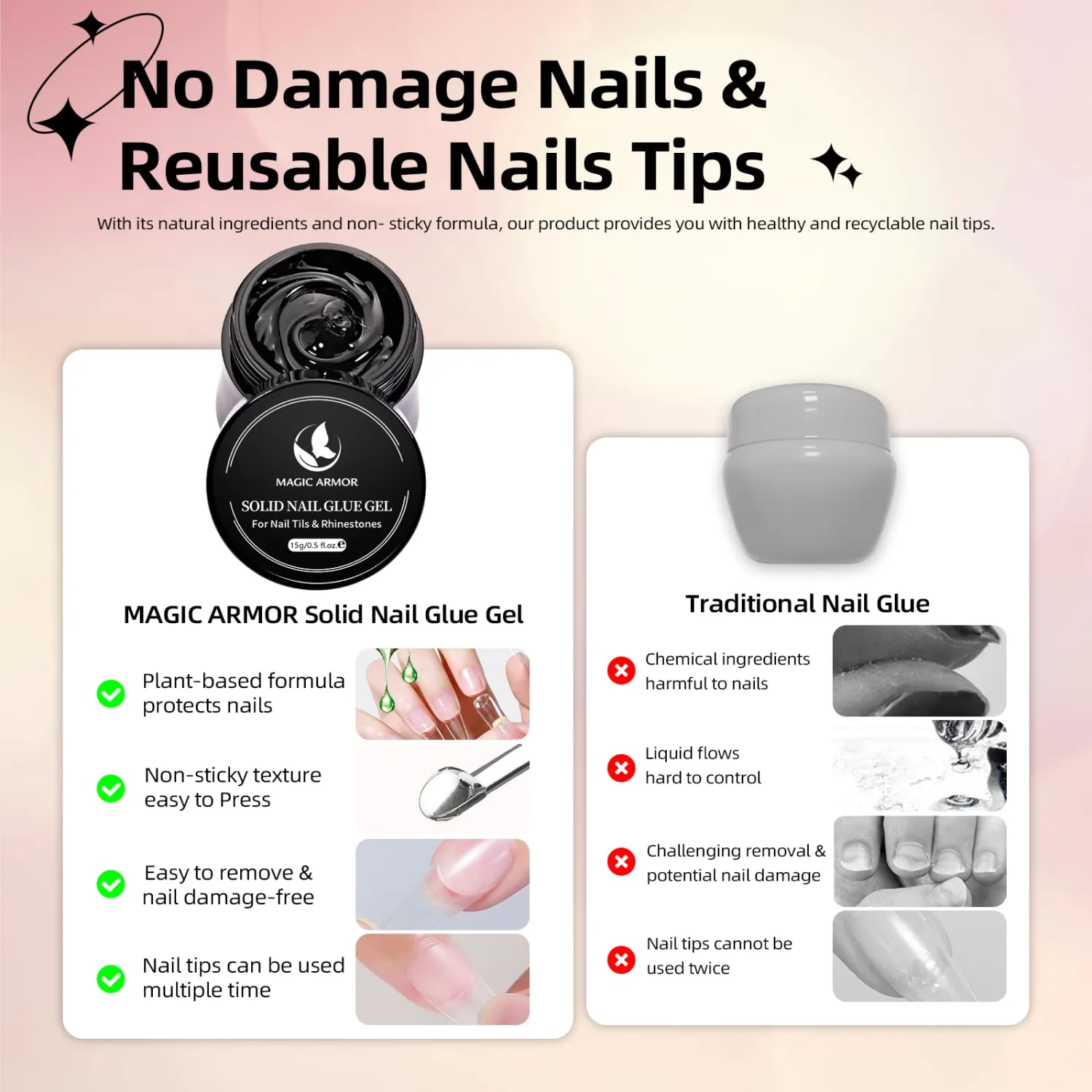 Soild Nail Glue Gel,30g Soild Nail Glue for False Nail Tips,Nail Tips and Acrylic Nails,Solid Gel Nail Glue for Press On Nails Strong Adhesion Solid Gel Nail Art DIY,Need UV Light Cured