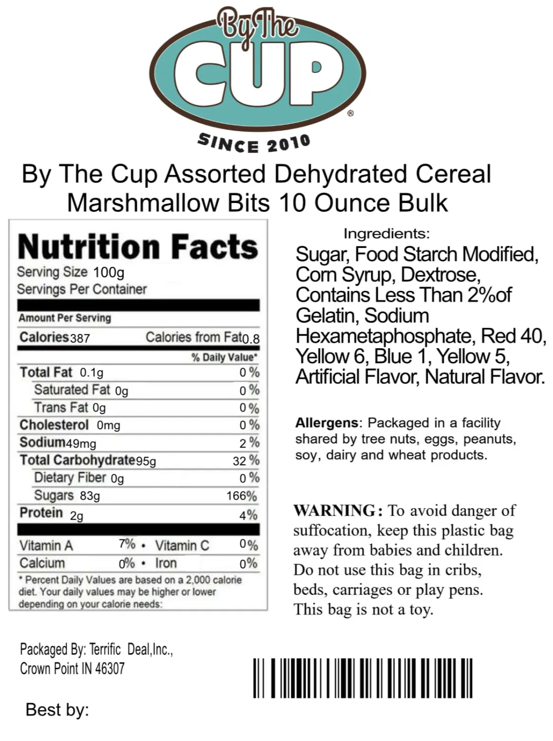 By The Cup Assorted Dehydrated Cereal Marshmallow Bits, 10 oz Bulk Bag