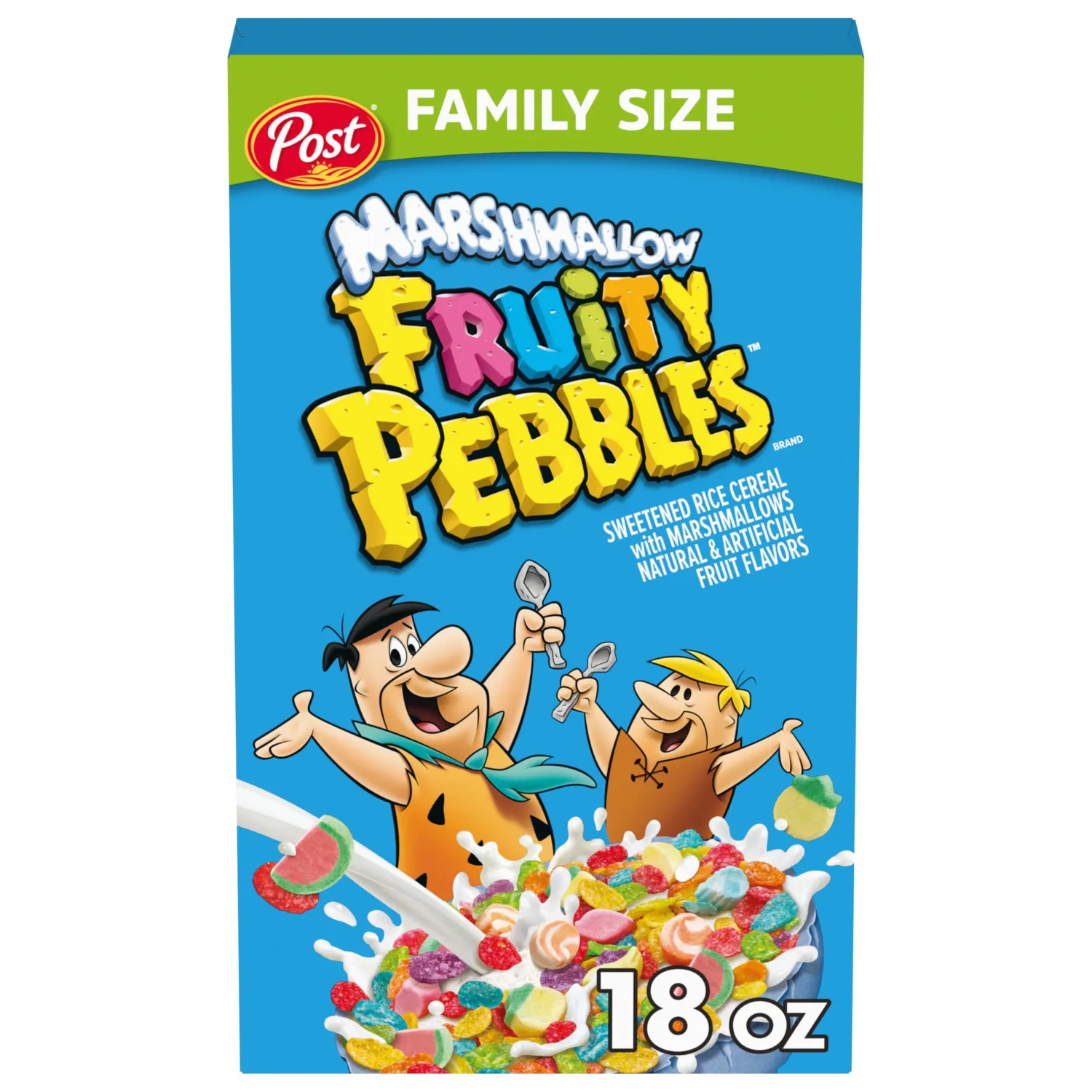 Marshmallow Fruity PEBBLES Breakfast Cereal, Gluten Free, 18 oz Box | Sweetened Puffed Rice With Crunchy Texture And Colorful Pieces, Delivering Bold Flavor In Every Spoonful