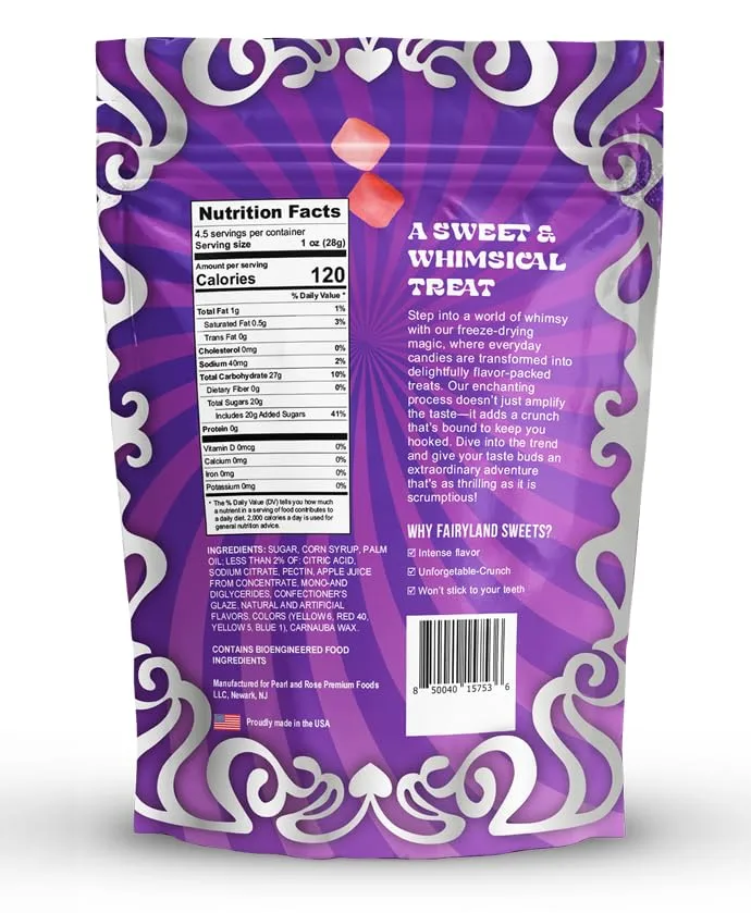 Fairyland Sweets Freeze Dried Candy Mini Bursts Rainbow – Fun, Crunchy flavored Mini Bursts skittles – Freeze Dried Candy - 4.5 oz Resealable Bag