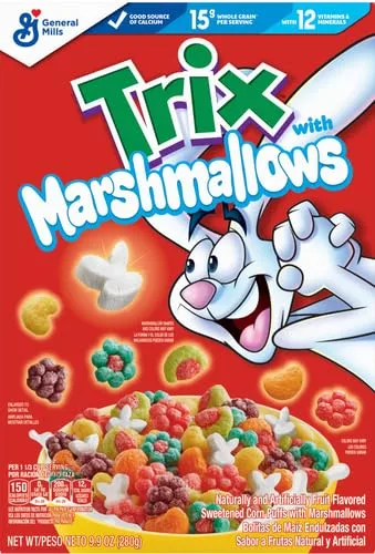 Trix Fruity Breakfast Cereal With Marshmallows, Made With Whole Grain, 9.9 oz (Pack of 2)
