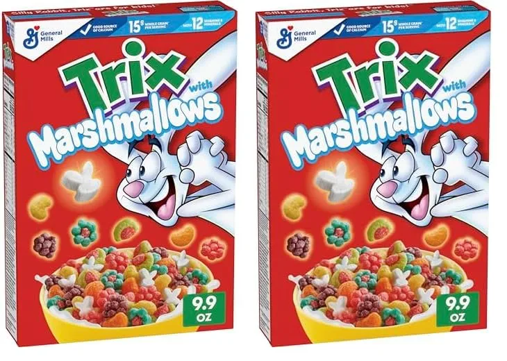 Trix Fruity Breakfast Cereal With Marshmallows, Made With Whole Grain, 9.9 oz (Pack of 2)