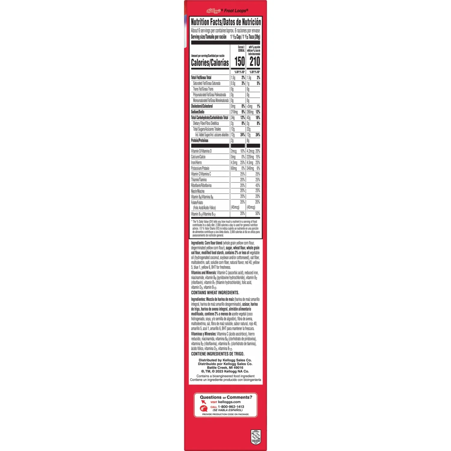 Kellogg’s Froot Loops Breakfast Cereal, Kids Cereal, Original, 8.9oz Box (1 Box)