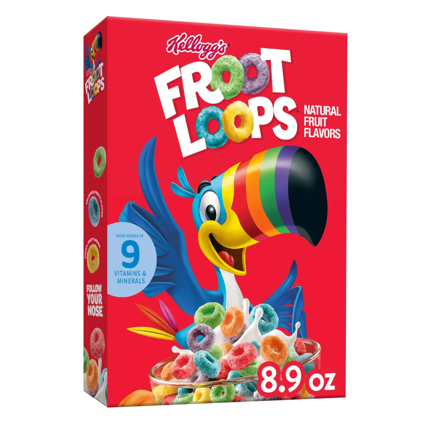 Kellogg’s Froot Loops Breakfast Cereal, Kids Cereal, Original, 8.9oz Box (1 Box)
