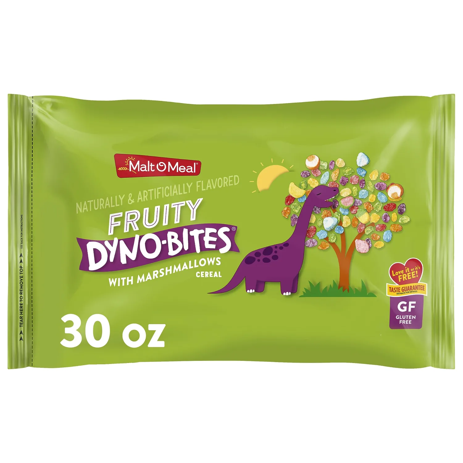 Malt-O-Meal Fruity Dyno Bites Cereal with Marshmallows, Gluten Free Breakfast Cereal, Marshmallow Cereal with Fun Fruity Flavor, 30 OZ Resealable Cereal Bag